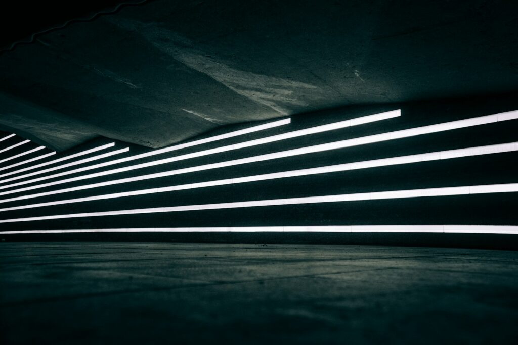 a black and white photo of a tunnel