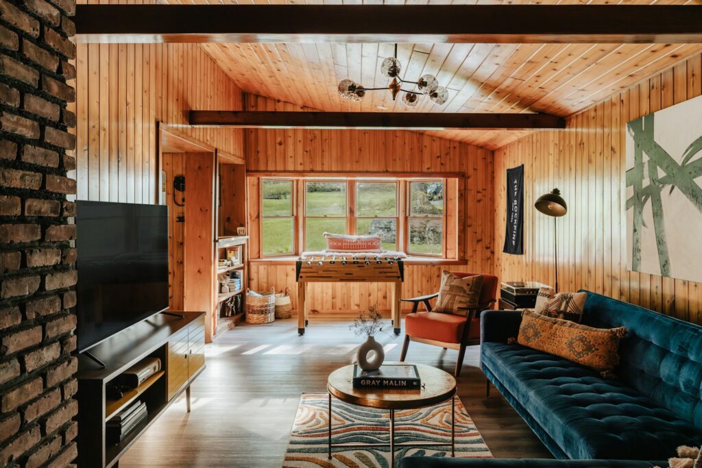 A living room filled with furniture and a flat screen TV